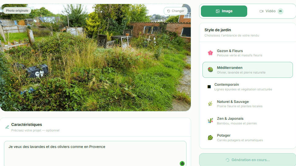 L'IA applique le rendu paysager